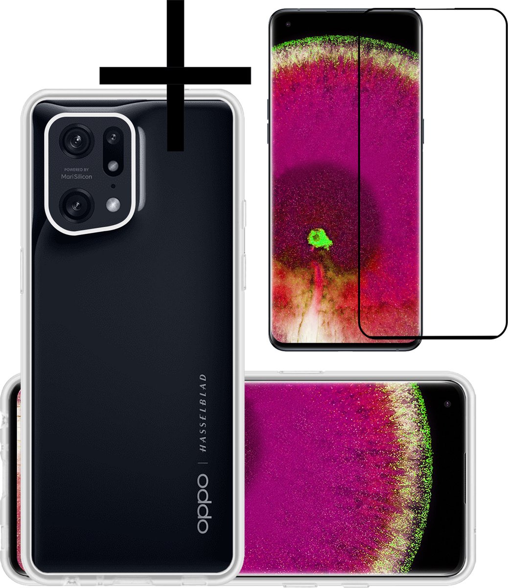 Hoesje - Met Screenprotector - Geschikt voor OPPO Find X5 - Sterk & Shockproof - Back Cover - Siliconen Case - Telefoon Hoes - Transparant