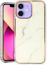 Casemania Hoesje Geschikt voor Apple iPhone 11 Wit - Siliconen Marmer Back Cover