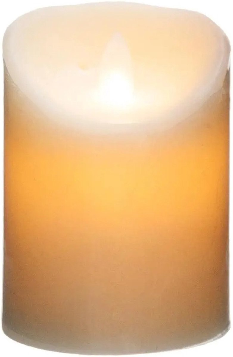Atmosphera Led stompkaars - 1x stuks - Warm licht - Wit - 7,5 x 10 cm