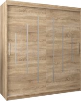 InspireMe - Kledingkast met 2 schuifdeuren, Modern-stijl, Een kledingkast met planken (BxHxD): 180x200x62 - MALTESE 180 Sonoma Eik