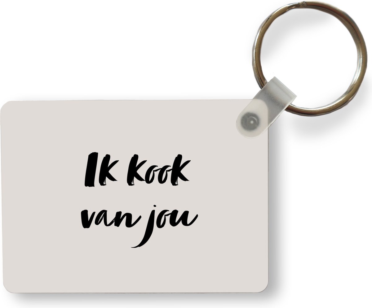 Sleutelhanger Ik kook van jou Quote Taupe Uitdeelcadeautjes Plastic bol