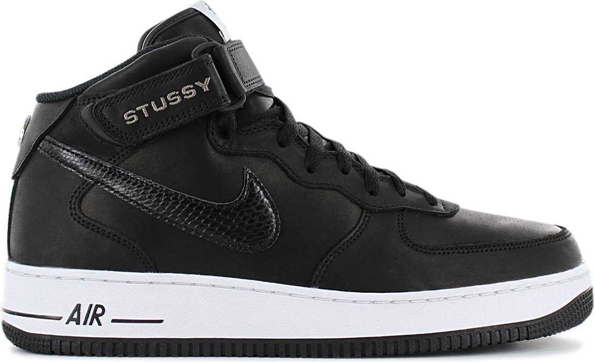 Nike Nike Air Force 1 Mid SP Stussy Heren Sneakers Sportschoenen Schoenen Leer DJ7840-001 Zwart