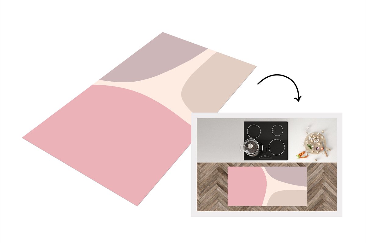 KitchenYeah Keukenloper - Loper keuken - Design - Pastel - Minimalisme - 120x60 cm - Keukenloper vinyl Multicolor