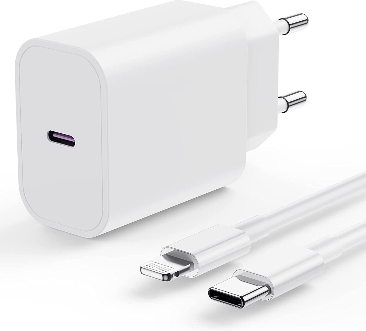 Snellader iPhone + Oplader Kabel 1 Meter - USB C - Voor iPhone 11, 12, 13  en 14, iPad... | bol.com