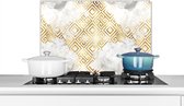 Spatscherm keuken 60x40 cm - Kookplaat achterwand Goud - Marmer print - Patronen - Geometrie - Muurbeschermer - Spatwand fornuis - Hoogwaardig aluminium