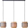 Brilliant Waterlilly hanglamp 3-vlammen grijs/beige, metaal/stof/waterhyacint, 3x A60, E27, 60 W