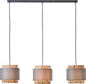 Brilliant Waterlilly hanglamp 3-vlammen grijs/beige, metaal/stof/waterhyacint, 3x A60, E27, 60 W