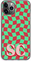 Gepersonaliseerd - Case Company® - Hoesje geschikt voor iPhone 11 Pro Max hoesje - Grid Monogram - Soft Cover Telefoonhoesje - Bescherming aan alle Kanten en Schermrand