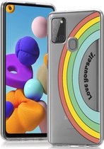 iMoshion Hoesje Geschikt voor Samsung Galaxy A21s Hoesje Siliconen - iMoshion Design hoesje - Meerkleurig / Rainbow Love