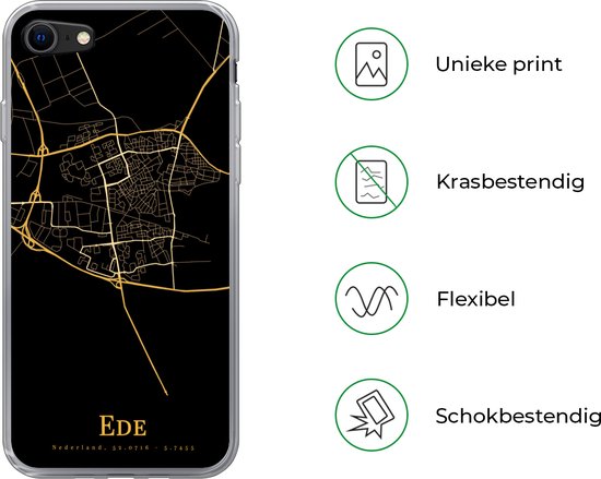 Coque pour iPhone SE 2020 - Ede - Carte - Or - Coque de téléphone en Siliconen