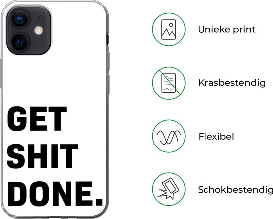 Coque iPhone 12 - Citations - Zwart - Wit - Motivation - Siliconen