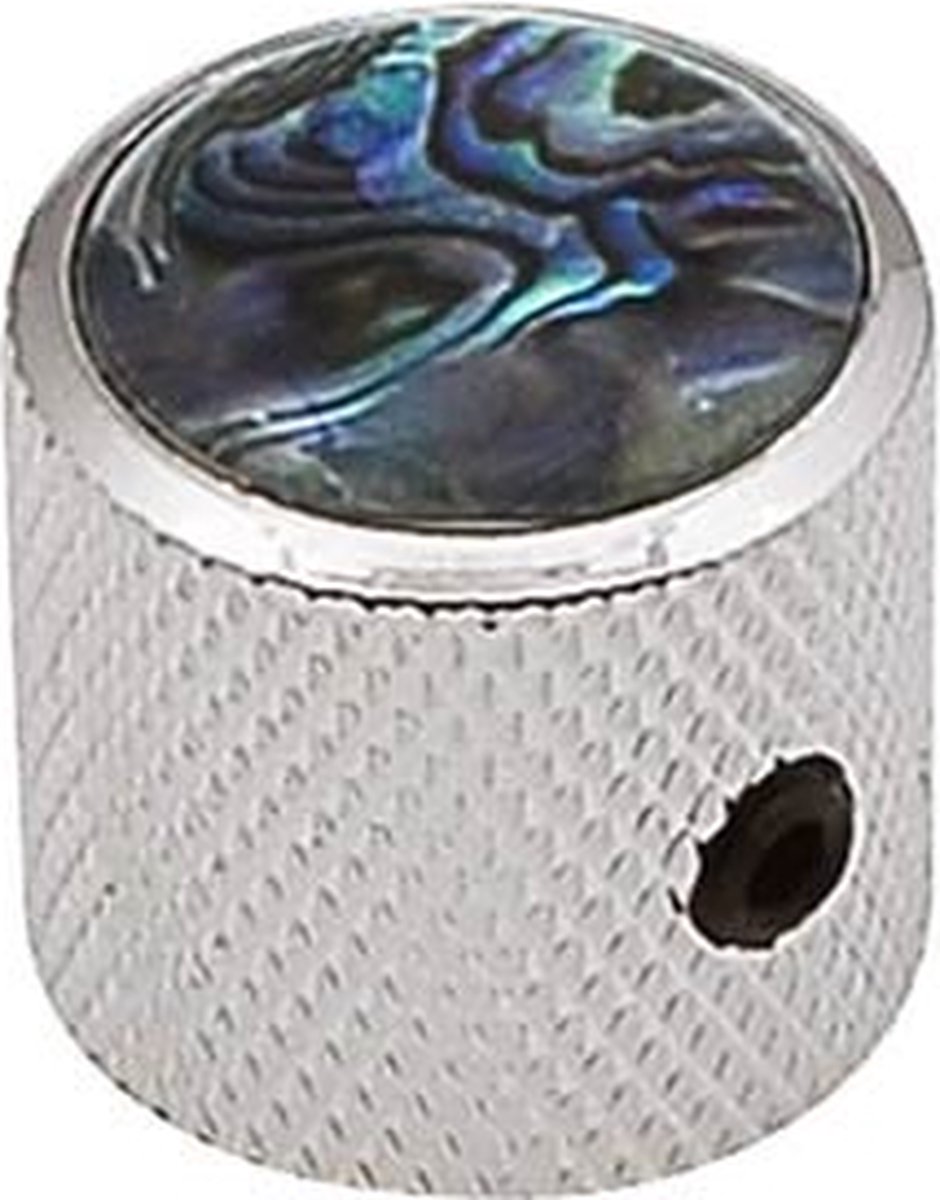 dome knob with abalone inlay, 18x18mm with set screw, nickel