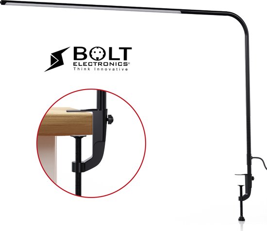 Bolt Electronics® IQ1000BER Bureaulamp LED - Leeslamp - Dimbaar - Met klem - Zwart