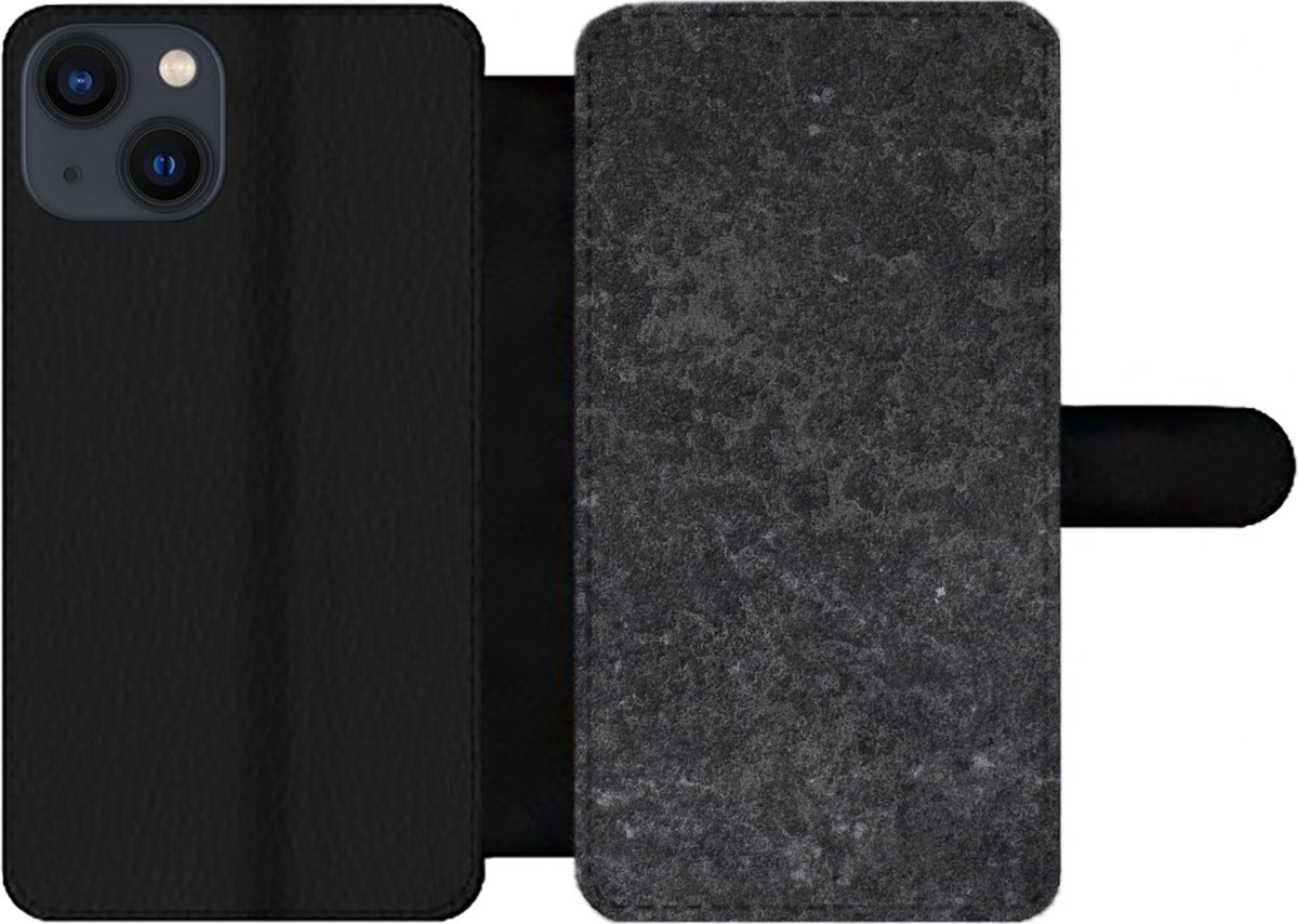 Telefoonhoesje Geschikt voor iPhone 13 telefoonhoesje - Beton print - Grijs - Textuur - Retro - Industrieel - Met vakjes - Wallet case met magneetsluiting
