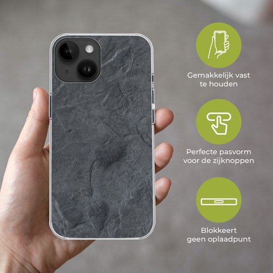 Apple iPhone 14 - Coque souple - Grijs - Béton - Ardoise - Structure - Rétro - Coque de téléphone en Siliconen