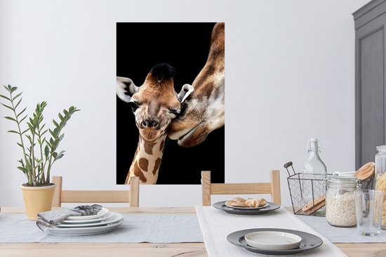 Muurstickers - Sticker Folie - Giraffe - Dieren - Zwart - Portret - Dieren - 60x90 cm - Plakfolie - Muurstickers Kinderkamer - Zelfklevend Behang - Zelfklevend behangpapier - Stickerfolie