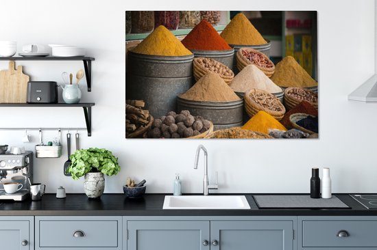 Tableau sur toile Herbes - Ton - Épices - Jaune - Marron - 120x80 cm - Décoration murale