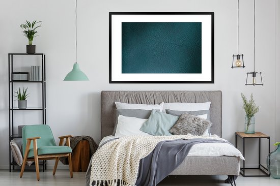 Image encadrée - Cadre photo structure cuir vert foncé 120x80 cm - Affiche encadrée (Décoration murale salon / chambre)