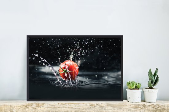 Cadre photo avec poster - Tomate - Légume - Nature morte - Water - Rouge - 60x40 cm - Cadre poster - Décorations de Noël - Décoration de Noël pour l'intérieur - Noël