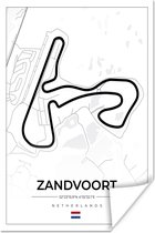 Poster Formule 1 - Circuit Zandvoort - Racebaan - Nederland - Circuit - Wit - 20x30 cm
