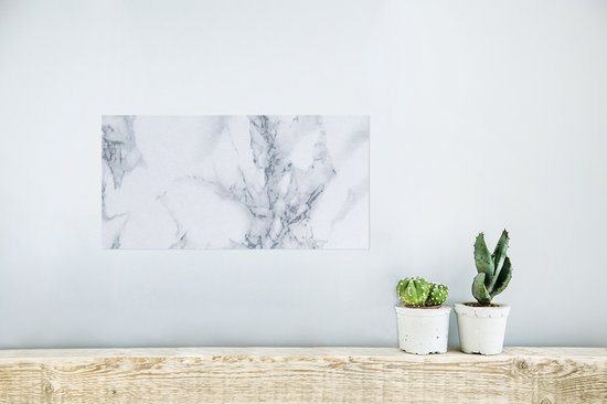 Poster Marmer - Patroon - Gijs - Wit - Marmerlook - Luxe - 40x20 cm