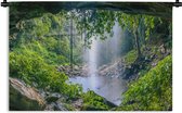 Wandkleed Jungle - Foto van regenwoud met waterval Wandkleed katoen 150x100 cm - Wandtapijt met foto