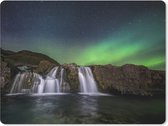 Bol.com Muismat - Mousepad - Noorderlicht - Waterval - IJsland - Natuur - 23x19 cm - Muismatten aanbieding