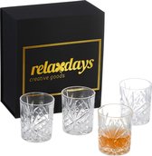 Relaxdays whiskeyglazen set - 4-delig - thumblerglazen - cadeau set - geschenkdoos