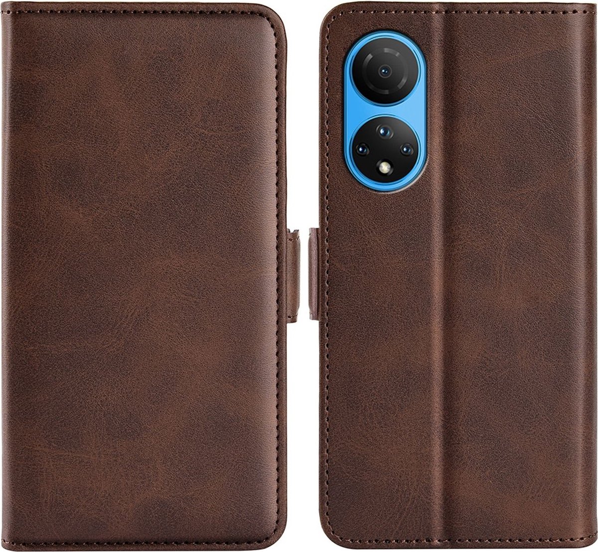 Mobigear Telefoonhoesje geschikt voor HONOR X7 Hoesje | Mobigear Slim Magnet Bookcase Portemonnee | Pasjeshouder voor 3 Pasjes | Telefoonhoesje voor Pinpas / OV Kaart / Rijbewijs - Bruin