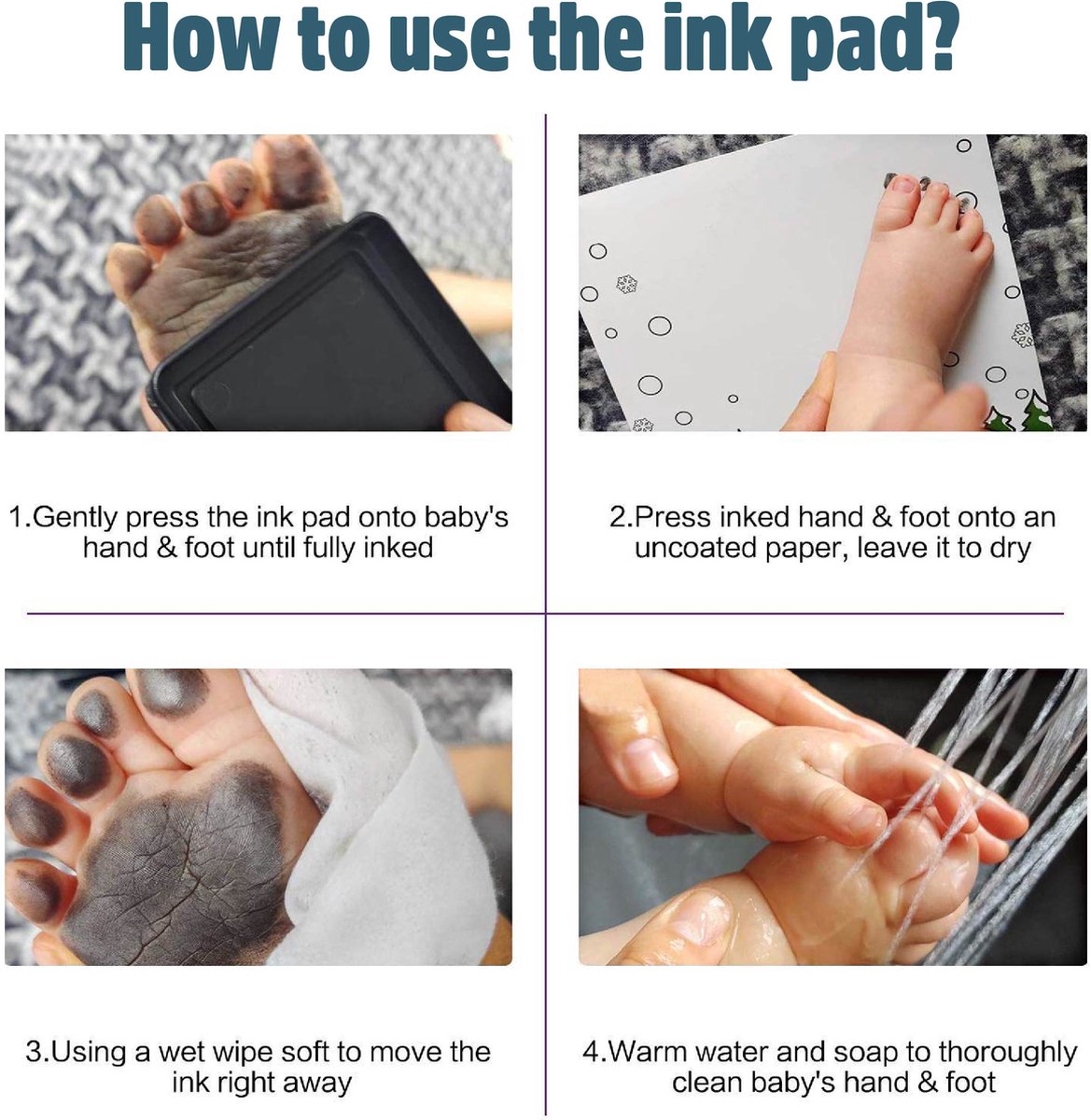 Simple Lifestyle® Kinder Photo Frame Foot Hand Print 12 mois - Cadre photo  bébé