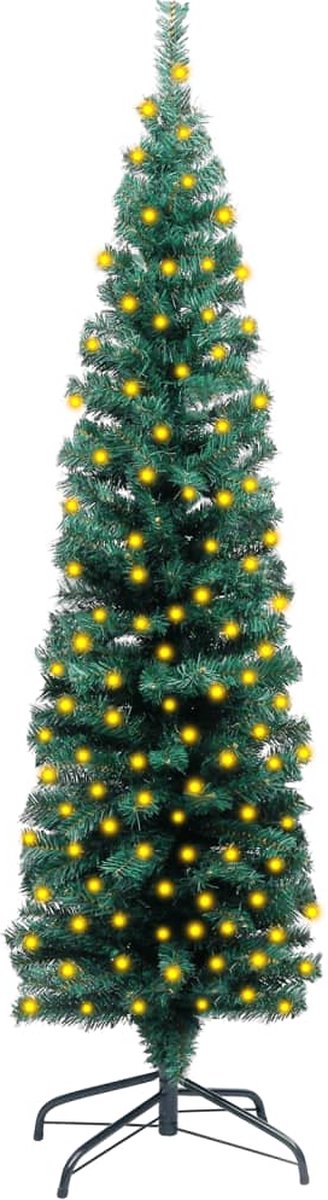 Prolenta Premium - Kunstkerstboom met LED's en standaard smal 120 cm PVC groen