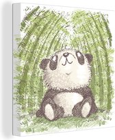 Canvas Schilderij Bamboe - Panda - Bos - 50x50 cm - Wanddecoratie