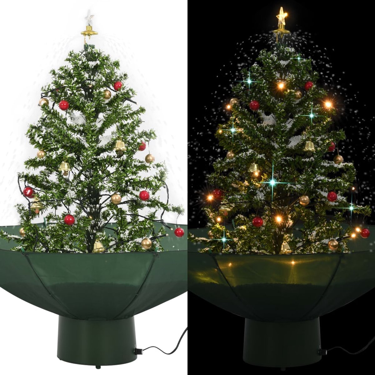 Prolenta Premium - Kerstboom sneeuwend met paraplubasis 75 cm groen