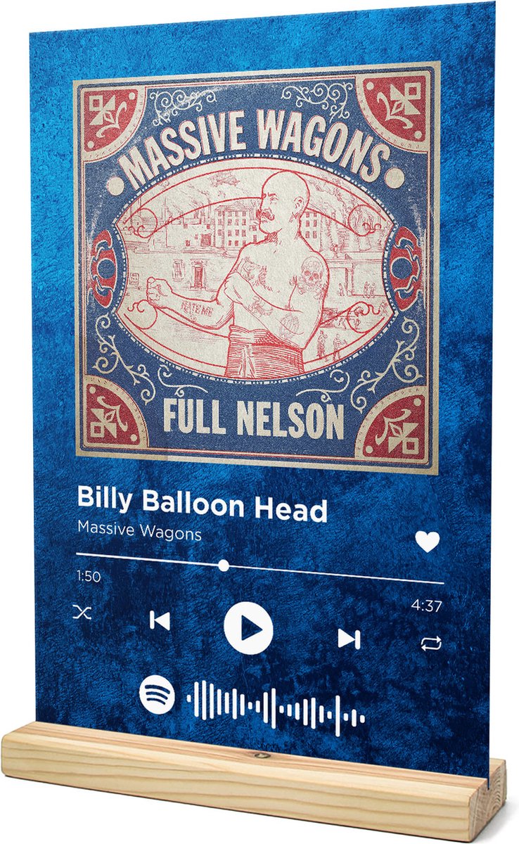 chrysant fabriek Kenmerkend Songr Spotify Muziek Bordje - Billy Balloon Head - Massive Wagons - 20x30 -  Blauw -... | bol.com