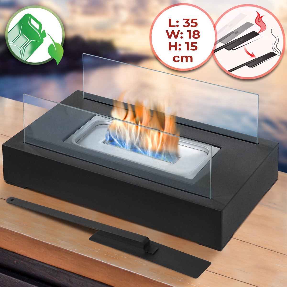Bol.com Jago - Tafelhaard - Binnen/Buiten - Open Haard - Decoratievuur - RVS - Inclusief Vlamdover aanbieding