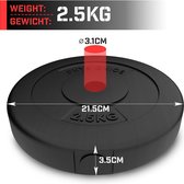 Physionics - Halterschijven - Set van 2 x 2,5 kg - Diameter 30 mm - Kunststof Behuizing - Set van 2 Gewichtsschijven - Gewichten voor Dumbbell/Barbell - Zwart
