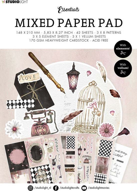 Studio Light Essentials Paper Pad Mixed Vintage Patterns | bol