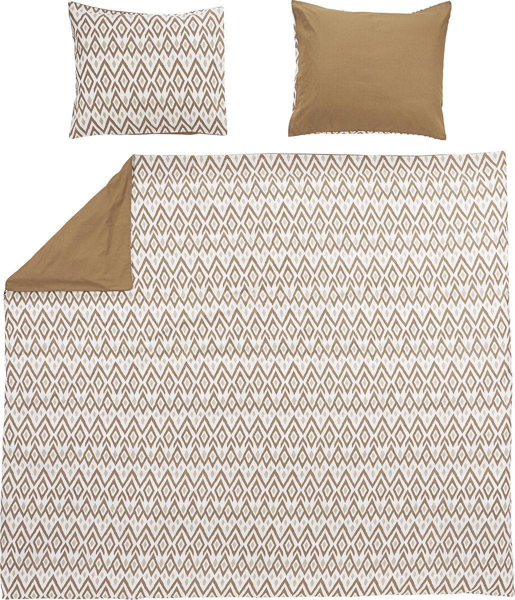 Meyco Home Ikat dekbedovertrek tweepersoons - sand/toffee - 200x200/220cm