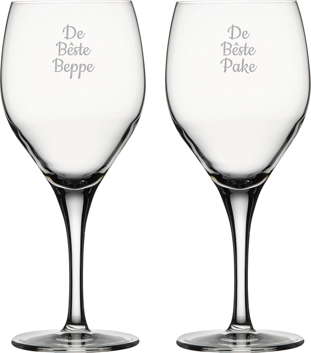 Gegraveerde Rode wijnglas 42,5cl De Bêste Pake-De Bêste Beppe