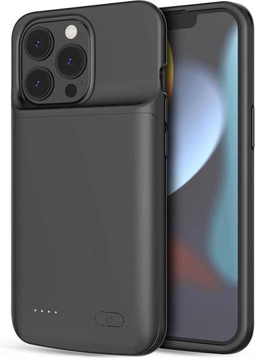 Geschikt Voor iPhone 12 Mini/13 Mini Powerbank Hoesje - Oplaadbaar Hoesje - Extra Batterij Telefoonhoesje - Solidenz Smart Battery Case - Cover - 4800 mAh - Zwart