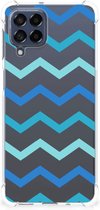 GSM Hoesje Geschikt voor Samsung Galaxy M53 Trendy Telefoonhoesjes met transparante rand Zigzag Blauw