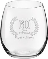 Gegraveerde Drinkglas 39cl Papa + mama 60 jaar getrouwd