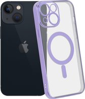 ShieldCase geschikt voor Apple iPhone 13 Mini hoesje transparant Magneet metal coating - paars - Shockproof hoesje - Extra robuuste rand - Beschermhoesje - Shockproof Hardcase - Transparant doorzichtig hoesje