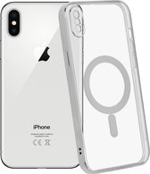 ShieldCase geschikt voor Apple iPhone X hoesje transparant Magneet metal coating - zilver - Backcover hoesje magneet - Doorzichtig hoesje met oplaad functie