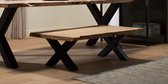 UrbanSofa Boomstam Salontafel Live Edge - X-vormig onderstel - Large - Raw Metal