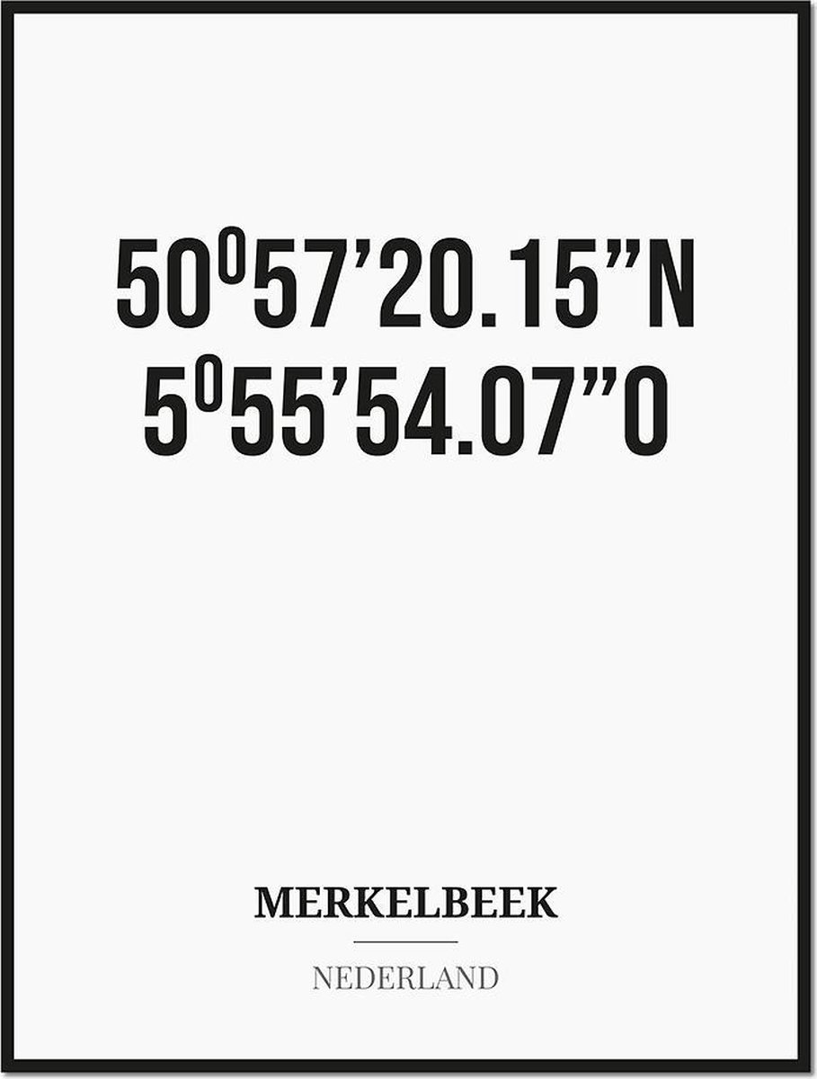 Poster/kaart MERKELBEEK met coördinaten