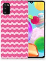Bumper Hoesje Geschikt voor Samsung Galaxy A41 Smartphone hoesje Waves Pink