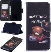 Gekleurde tekening patroon horizontale flip lederen tas voor Xiaomi Redmi Note7, met houder en kaartsleuven en portemonnee (beer)