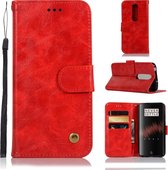 Voor OnePlus 7 Retro koperen gesp Crazy Horse Horizontale flip PU lederen tas met houder & kaartsleuven & portemonnee en lanyard (rood)