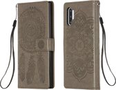Voor Galaxy Note 10 Plus Dream Catcher afdrukken Horizontale flip lederen tas met houder & kaartsleuven & portemonnee & lanyard (grijs)